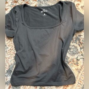 🩶Hollister Square Neck baby tee seamless charcoal grey